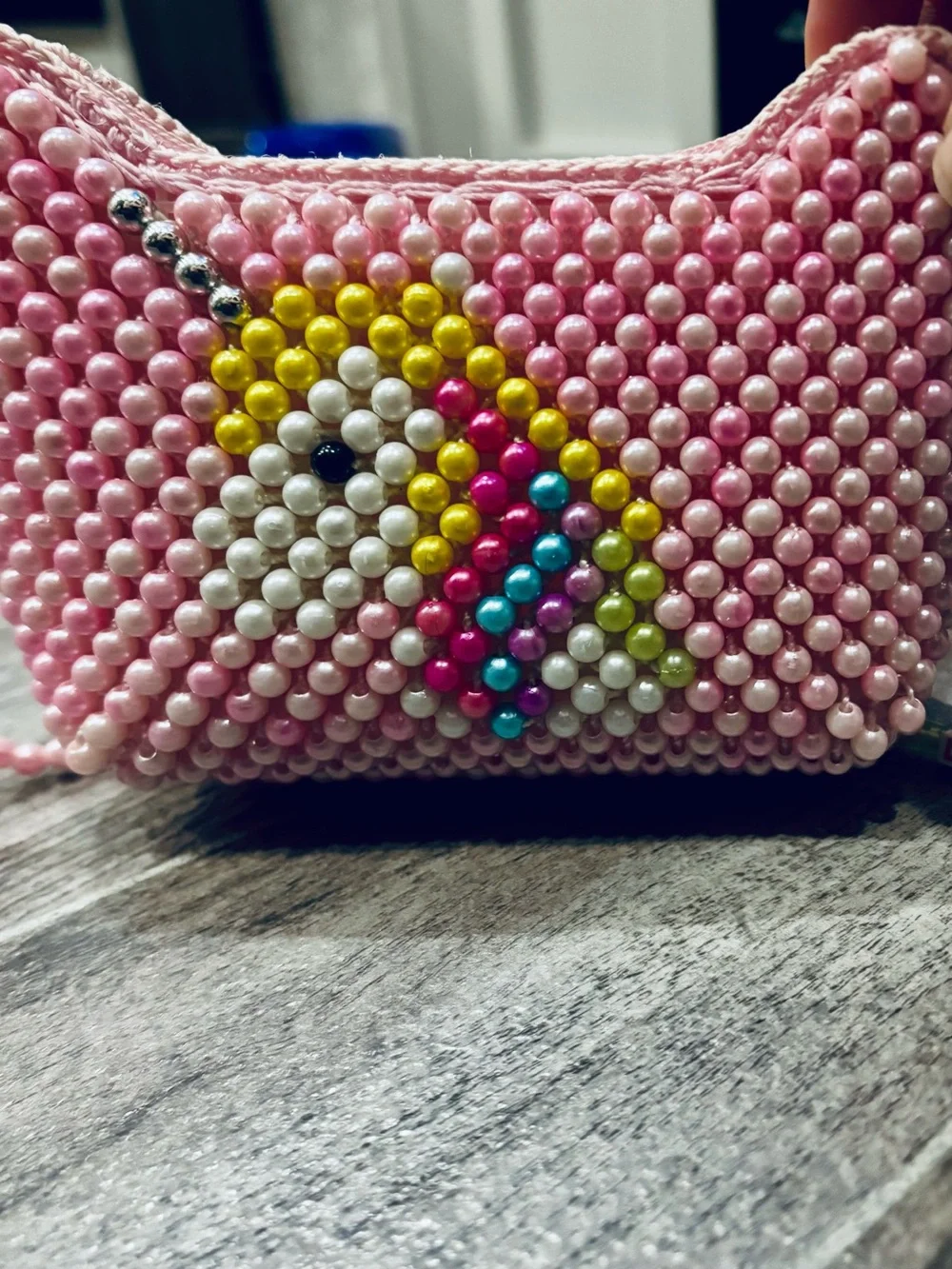 Girls Light Pink Unicorn Purse with Florida Beading